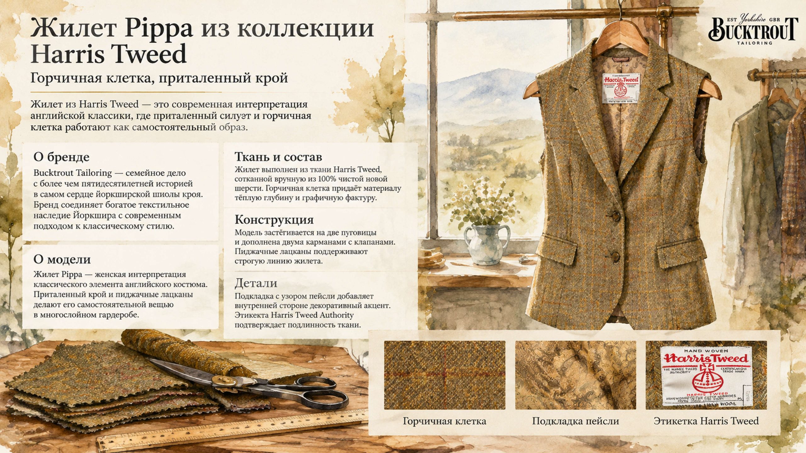 Инфографика Жилетка Bucktrout Pippa Mustard