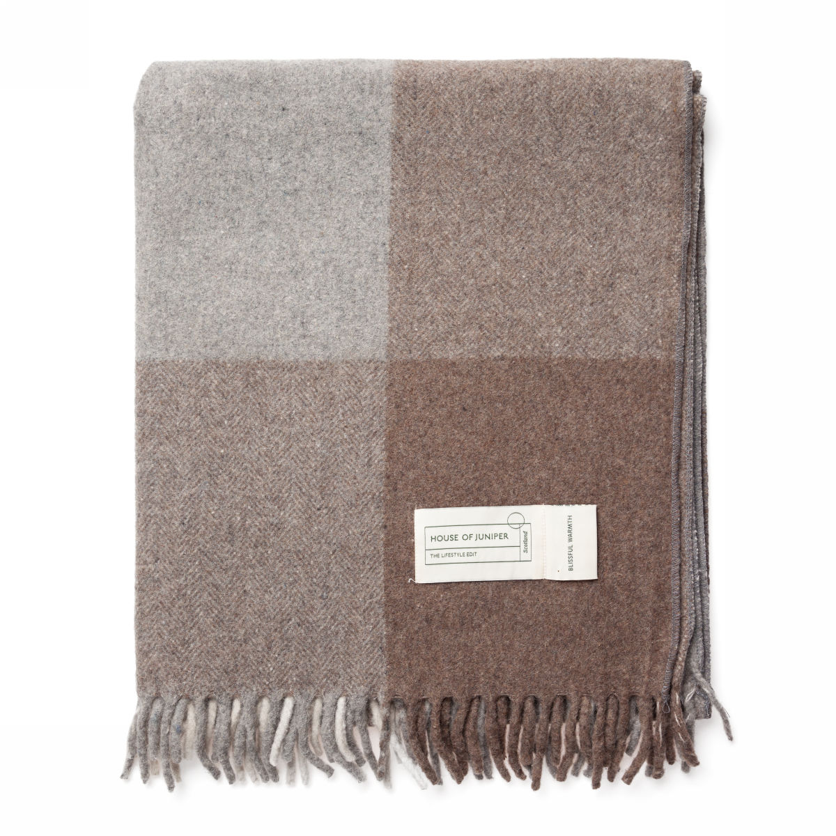 Плед House of Juniper Block Check Herringbone Knee Light Natural