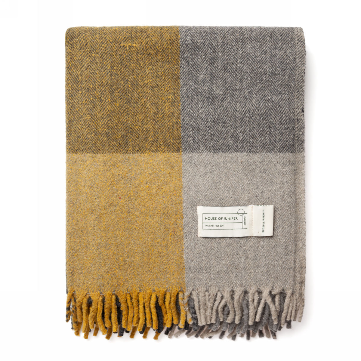 Плед House of Juniper Block Check Herringbone Knee Grey Ochre