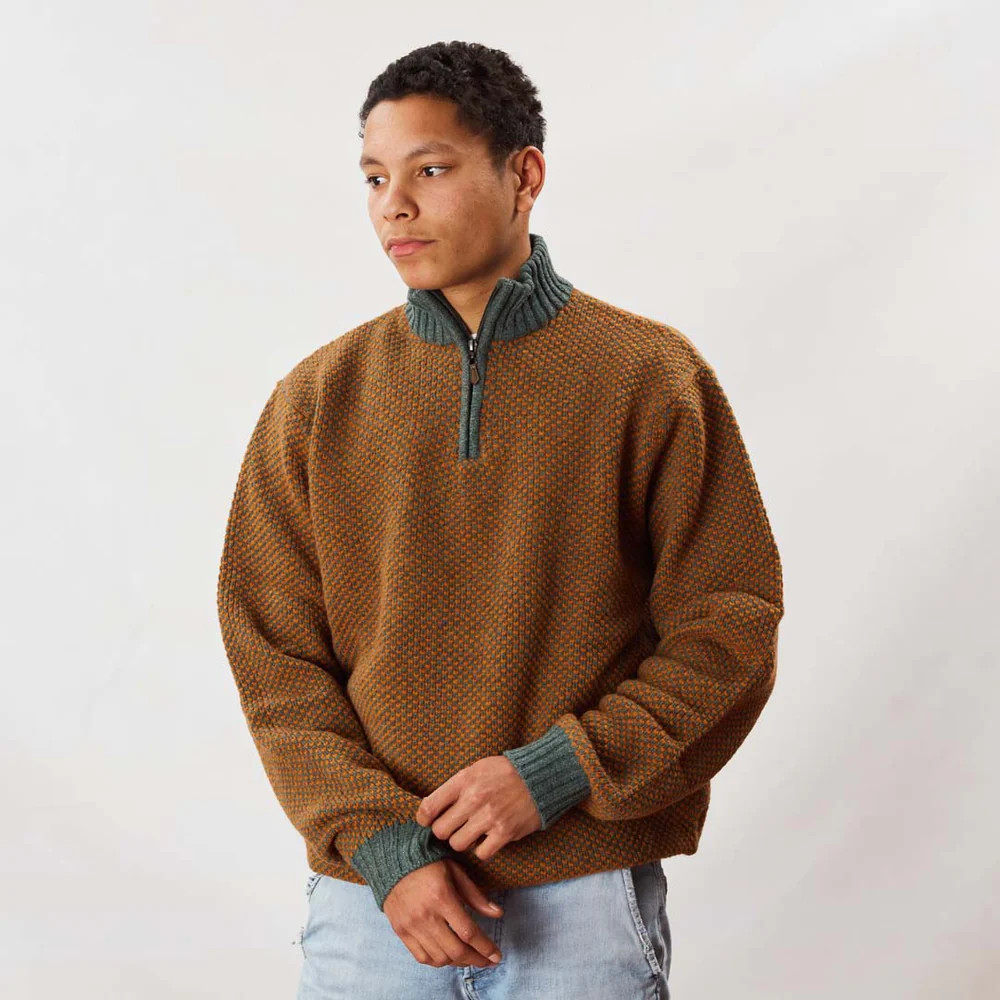 Свитер Osborne Lambswool quarter zip - Oxide/Peacock